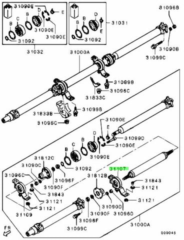 Genuine OEM Mitsubishi Driveshaft Center bearing (fits EVO X GSR/MR)