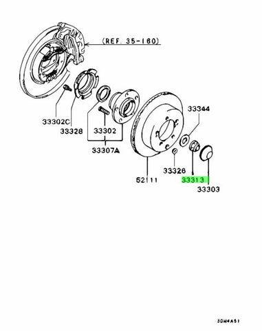 Genuine OEM Mitsubishi Front Axle Nut