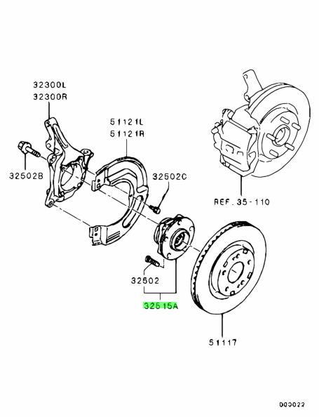 Genuine OEM Mitsubishi (Front) Wheel Hub Bearing for EVO X