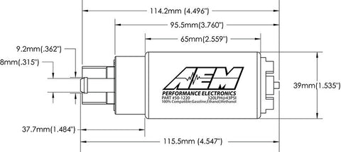 AEM 50-1220 320lph E85-COMPATABLE HIGH FLOW IN-TANK FUEL PUMP