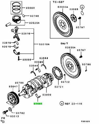 Genuine Mitsubishi Crankshaft Bearings 4B11T EVO X/RALLIART