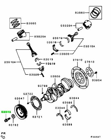 Genuine Mitsubishi Crankshaft Pulley Bolt 4B11T EVO X/RALLIART