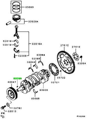 Genuine Mitsubishi OEM Crankshaft Key for Evo X