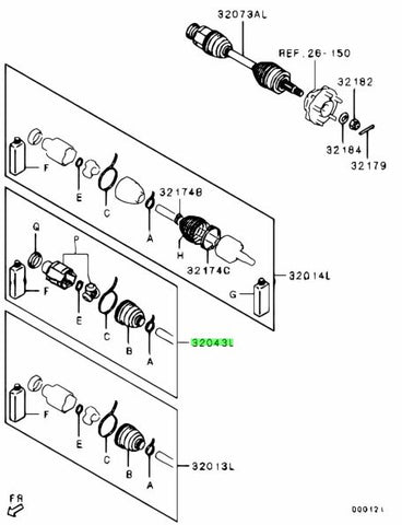 Genuine OEM Mitsubishi Front Axle Shaft Inner Joint Kit (fits EVO X/GSR/MR. Ralliart) replacement