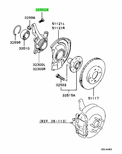 Genuine OEM Mitsubishi Front crossmember bolt/wheel hub bolt (Fits EVO 7-10)